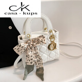 casa-kupsCK戴妃包小香风手提包皮小众菱格女包2025新款潮轻奢斜挎包 白色