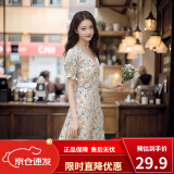 FOURDATRY碎花裙子连衣裙新款夏装女装中长裙夏季旗袍 碎花连衣裙 XL (100-110斤)