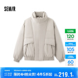 森马棉服男设计感假两件冬外套厚款保暖立领棉衣绣花107824112103