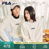 FILA 斐乐女装卫衣男女同款套头卫衣秋冬情侣款休闲加绒保暖长袖上衣 奶盐白-IV 160/84A/XS
