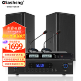 QIASHENG恰声专业中小型会议室音响专用壁挂式音箱功放无线话筒组合家用KTV教学培训音响系统设备 两8吋 会议音响套装（双U段鹅颈）