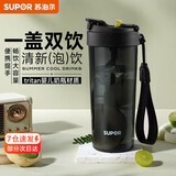 苏泊尔（SUPOR）水杯大容量运动吸管杯男女士学生Tritan水杯夏季户外塑料杯子 夜幕黑+便携提手650ml