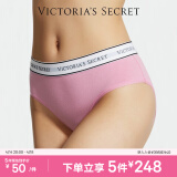维多利亚的秘密（Victoria's Secret）何穗同款 夏季棉质舒适内裤logo腰带低腰女三角裤简约红色 4WA8玫瑰粉-6819 1条 M