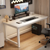 赛森实木电脑桌家用学习写字桌台式书桌办公简易书桌电竞长条子工作台 【白色】加厚25MM桌面E0级环保 长100*60*75加粗碳钢桌架50mm方