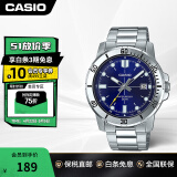 卡西欧CASIO钢带石英男表 男士指针时尚简约休闲商务腕表 送情人节礼物 MTP-VD01D-2EVUDF