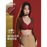 ubras虞书欣同款钻石纱夹心软支撑花瓣杯文胸内衣女胸罩 背心-丝绒红 M