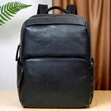 麦为商务休闲男士真皮双肩包时尚头层植鞣牛皮背包旅行包出差电脑包 黑色