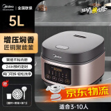 美的电饭煲家用2-3-4-5-8个人迷你电饭锅钛内胆智能煮饭锅3-4-5升钛釜系列柴火饭不锈钢内胆第1名 5L 铜斧内胆智能焖煮3-8人