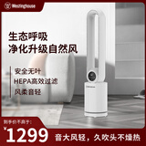 西屋（Westinghouse）无叶风扇电风扇家用落地扇直流变频无叶扇静音风扇柔风定时遥控轻音塔扇负离子净化母婴立式电扇 【天鹅白】负离子净化+双重净化+HEPA过滤