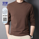 罗蒙（ROMON）半高领德绒秋冬保暖长袖男时尚休闲百搭T恤840咖啡180