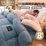 雅鹿·自由自在 被子冬季牛奶绒纤维保暖被芯加厚单双人棉被-8斤200*230cm 蓝