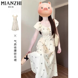 棉致茶歇法式泡泡袖连衣裙女夏季2025新款小个子收腰显瘦气质长裙 588米白色【高品质31.5】 M 95-110斤