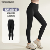 VICTORIATOURIST瑜伽裤女运动高腰健身裤高弹跑步裤训练裤紧身提臀跑步裤黑M