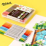 蒙玛特软头水彩笔双头彩色针管笔漫画勾线笔绘画笔24色双头马克笔MMPM0005水彩笔美育