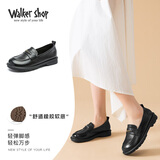 Walker Shop奥卡索皮鞋女乐福鞋一脚蹬豆豆鞋女单鞋小皮鞋女D151136黑色37
