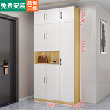 诺曼图鞋柜门口玄关柜简约大容量衣帽挂衣柜一体鞋柜阳台柜入户门厅柜 五门浅胡桃+顶柜