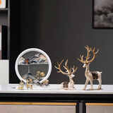 赟娅高档流沙画鹿办公室桌面摆件客厅酒柜装饰品入户玄关乔迁搬家礼物 福禄流沙【米色铃兰鹿】