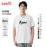 班尼路（Baleno）短袖t恤男220g重磅纯棉体恤情侣款上衣青少年百搭打底衫休闲透气 白#MB随笔山水 L