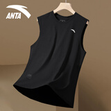安踏速干运动背心男款无袖上衣吸湿透气夏季马拉松健身篮球服罩衫坎肩 7123-4基础黑 L (175)