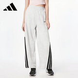 阿迪达斯（adidas）运动裤女宽松阔腿棉质休闲舒适百搭毛圈布香蕉裤 浅灰 L