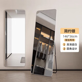 密林穿衣镜落地全身镜挂门服装店试衣镜简约家用壁挂镜 银边150*40