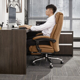 八九间B5可躺老板椅大班椅电脑椅人体工学椅办公椅子座椅皮椅电竞椅607 B5_棕PU_坐垫内置弹簧包