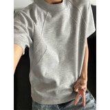 趣米乐 美式太空棉正肩短袖t恤男夏季高级感重磅硬挺cleanfit半截袖上衣 灰色 常规 XL 建议120斤到140斤