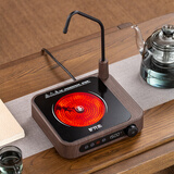 友茗堂新款家用电陶炉茶炉围炉煮茶家用日本老铁壶银壶铜壶陶壶专用烧水泡煮茶炉小型大功率办公室内电炉 炉元素-木纹（全新升级自动上水电陶炉送水管）