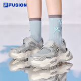 FILAFUSION 斐乐潮牌硬糖凉鞋2025夏季新款沙滩鞋厚底运动鞋女鞋 日岩灰/太空银-GA 37.5