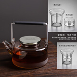 ORTOR玻璃茶壶透明玻璃烧水壶家用办公提梁壶电陶炉玻璃水具套装 提梁壶蒸煮茶壶