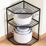 坤奉厨房锅架放锅三角架子锅具收纳水槽下转角落地台面家用多层置物架 黑色-两层26高【常规铁艺】