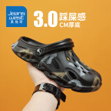 真维斯（Jeanswest）凉鞋男夏季2025透气洞洞鞋男踩屎感凉拖鞋两用软底沙滩鞋 黑色 42