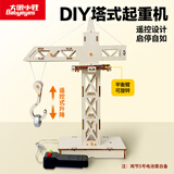大眼小娃塔吊机steam科学小实验套装儿童DIY手工制作玩具男女孩儿童节礼物
