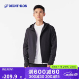 迪卡侬外套男春秋保暖防风加绒连帽卫衣跑步健身训练开衫夹克 4302198