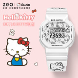 正港X三丽鸥学生手表初高中生印花儿童电子手表女Hello Kitty生日礼物 凯蒂猫-涂鸦白色X