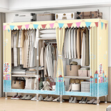 亚思特（YASITE） 简易布衣柜钢管加厚加粗防锈25MM布艺牛津布衣橱卧室衣服柜子 阳光小镇【长207cm*加粗圆管】