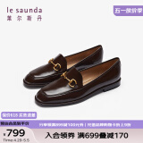 莱尔斯丹[墨金爵士]2025春夏新款英伦牛皮乐福鞋女单鞋通勤小皮鞋10501 深咖啡色 TML 35