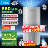 美的（Midea）【小蓝鲸800】无雾加湿器冷蒸发7.5L大容量/落地家用卧室桌面婴儿静音AI空气净加湿器大加湿量1Y80