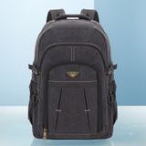 FULINCHENG大容量70升加厚帆布双肩包地质包背包时尚旅行包旅游登山包袋 黑色大号