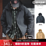 马登工装 美式复古白鸭绒连帽羽绒服男冬防风保暖外套90绒新年防寒服 深灰色 L （140-155斤）
