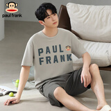 PAUL FRANK大嘴猴情侣睡衣男纯棉短袖短裤夏季可爱卡通大码可外穿家居服套装