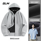 GLM敖瑞鹏代言集团连帽开衫卫衣男冬季加绒款户外保暖潮牌休闲男生大 【连帽灰色】GL纯色 XL