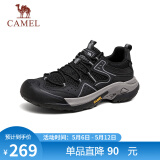骆驼（CAMEL）男士户外登山复古网面休闲低帮徒步鞋 G14S342046 黑色 39