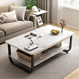 富禾茶几桌简约客厅沙发边几桌小户型简易出租房小桌子办公室茶水桌 【U型腿-双层】白大理石色100*60