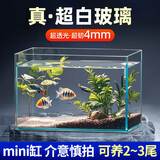 坤宁王金晶超白玻璃鱼缸桌面造景小鱼缸家用客厅裸缸一体缸20*14*16cm