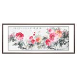 琅櫃坊国画牡丹花开富贵客厅装饰画纯手绘真迹新中式挂画水墨字画花鸟画 A-花开富贵 画芯加框216*89CM