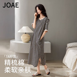 JOAE睡裙女条纹连衣裙95%棉春夏款可外穿中袖家居服柔软女士睡衣L