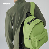 Subtle双肩包男士女背包时尚休闲大容量书包旅行户外高大学生电脑包防泼 松绿色