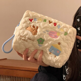 范爷家刺绣化妆包ins手提化妆品收纳布包女便携小包包可爱旅行洗漱包