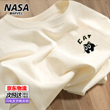 NASA MARVEL纯棉短袖男t恤2025新款猫咪半袖男女夏季体恤青少年百搭潮流男装 杏色特价款 XL （建议135-150斤）